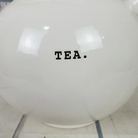 Rae Dunn Magenta Tepot Typewriter Font Ceramic Dimpled White - Picture 3 of 14